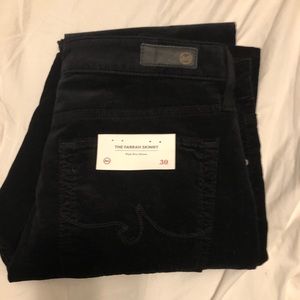 AG Farrah high-rise black velvet skinny jeans